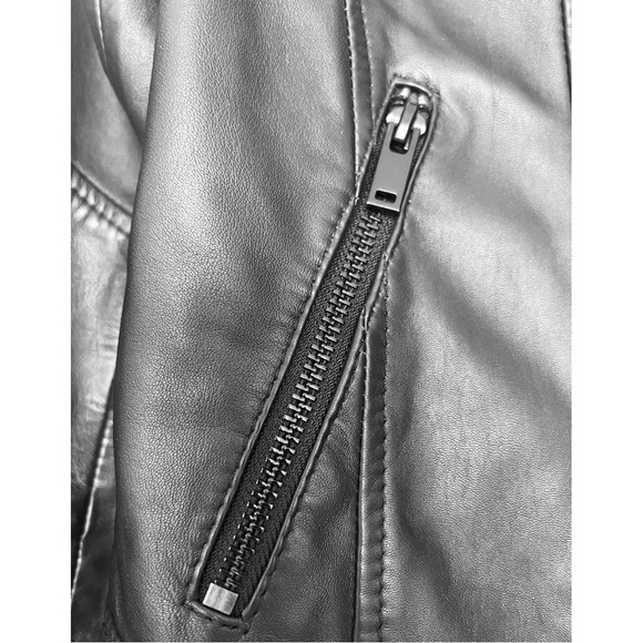 Slate & Willow Embossed Studs Moto Black 100% Leather Jacket Zipper Pockets XS/S - Picture 16 of 16